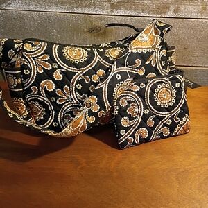 Vera Bradley Black and Brown Shoulder Quilted Bag Set